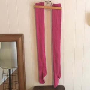 Bright pink thigh high socks